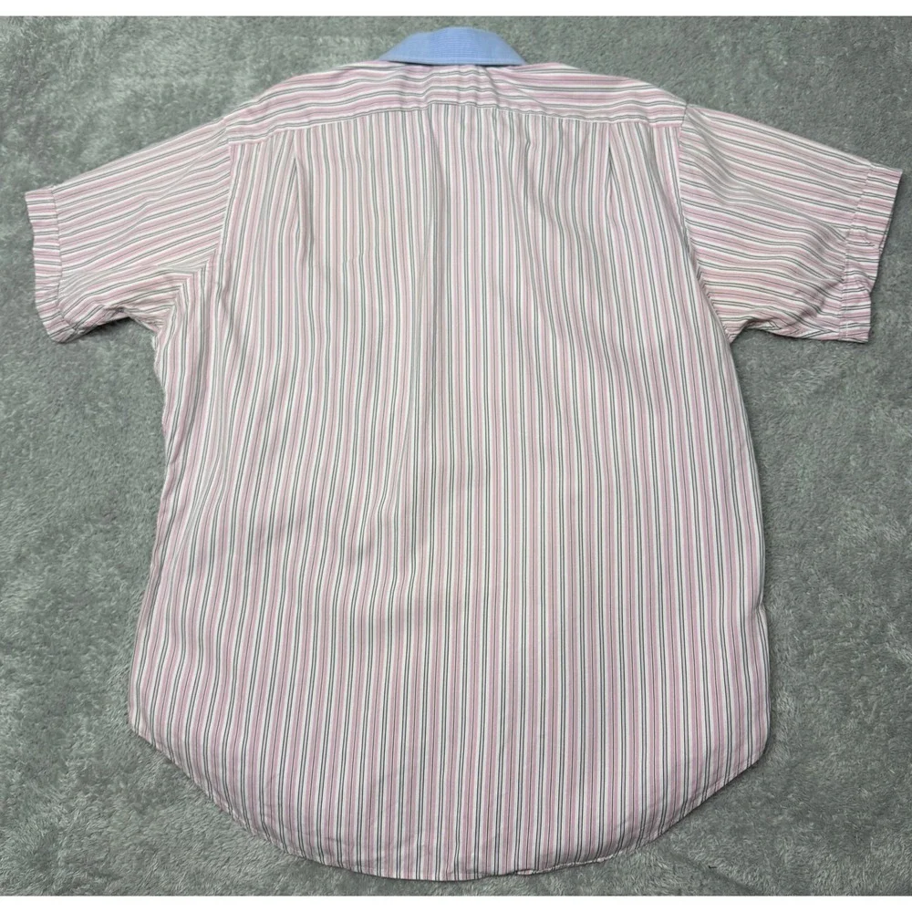 Polo Ralph Lauren Shirt Mens L Pink Stripe Stanton Classic Fit Short Sleeve Pony